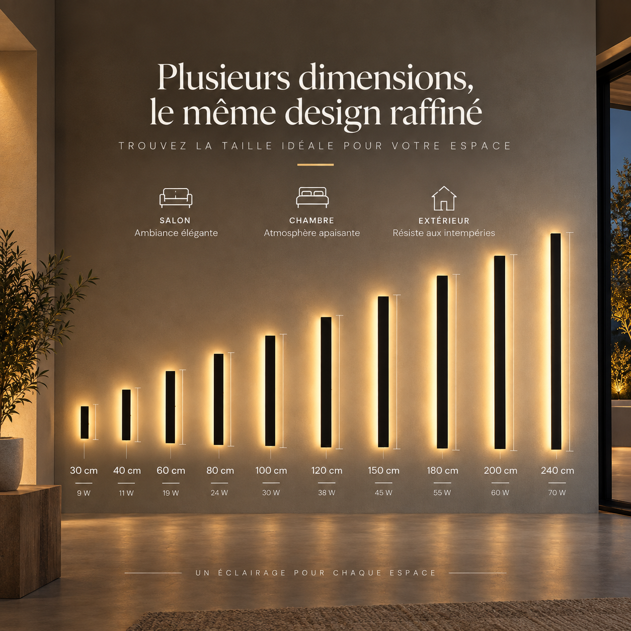 Applique murale extérieure LED minimaliste ｜ Linéa