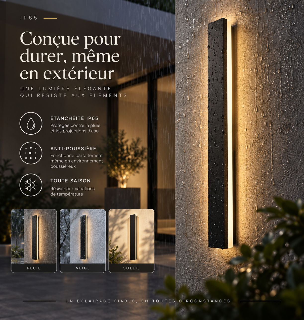 Applique murale extérieure LED minimaliste ｜ Linéa