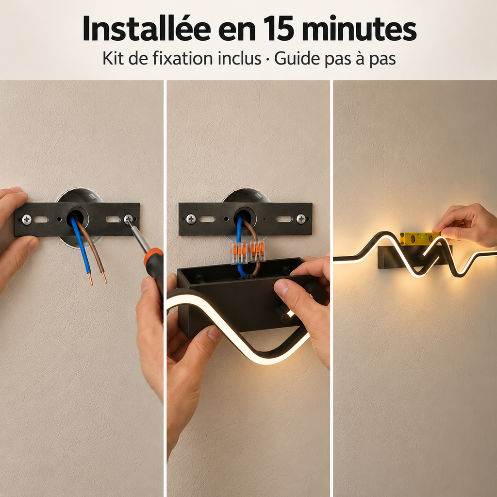 Applique murale LED design ondulée lumière indirecte ｜Auralis