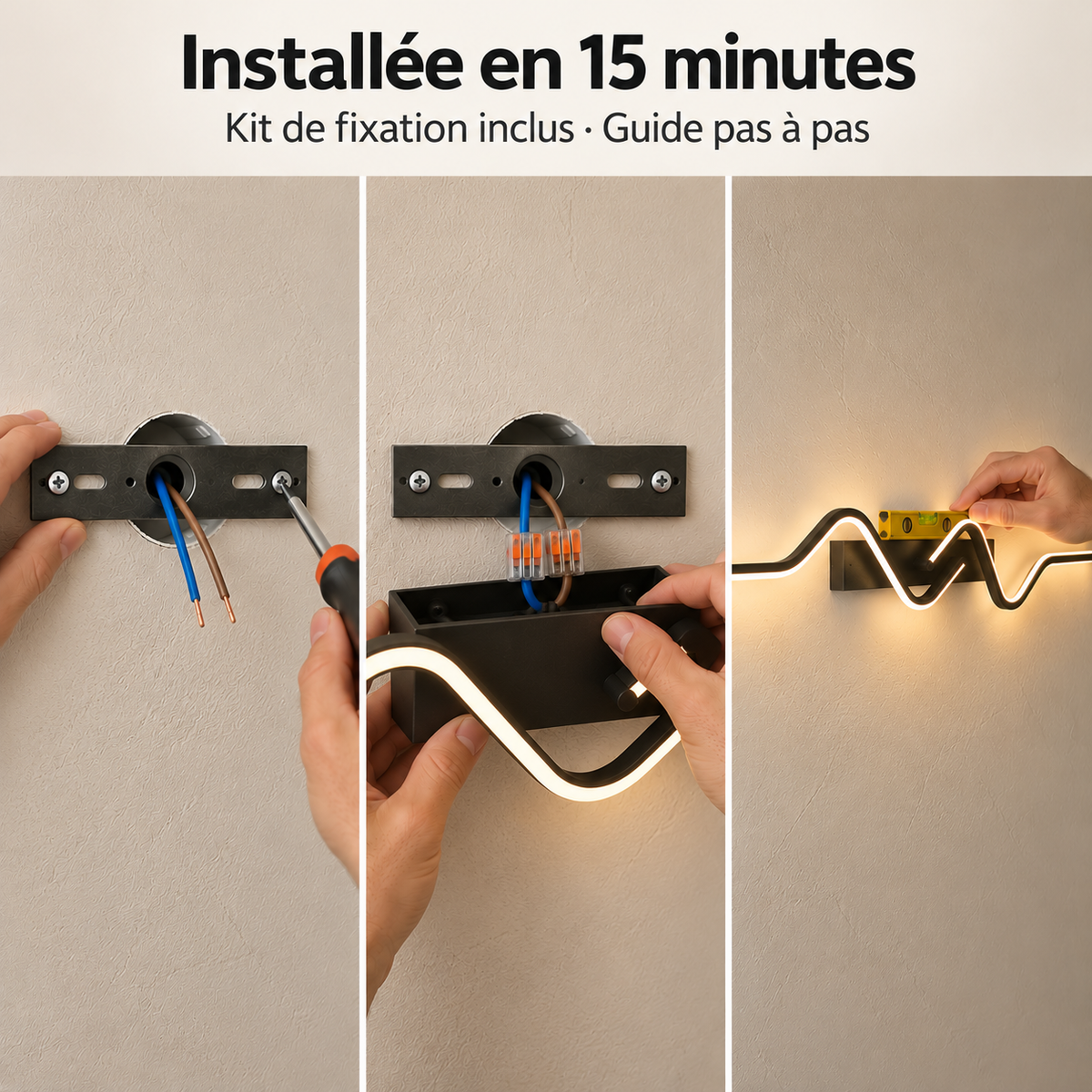 Applique murale LED design ondulée lumière indirecte ｜Auralis