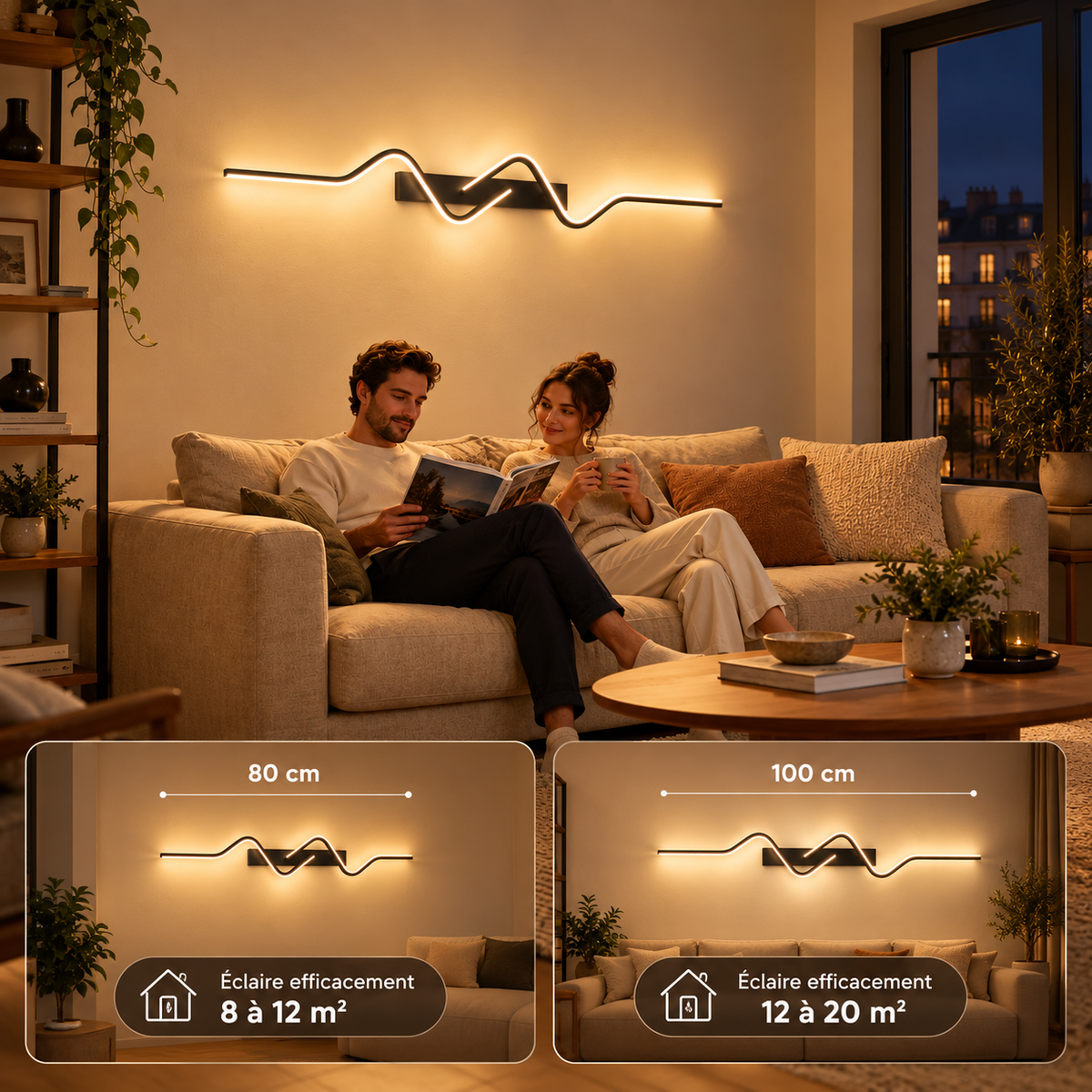 Applique murale LED design ondulée lumière indirecte ｜Auralis