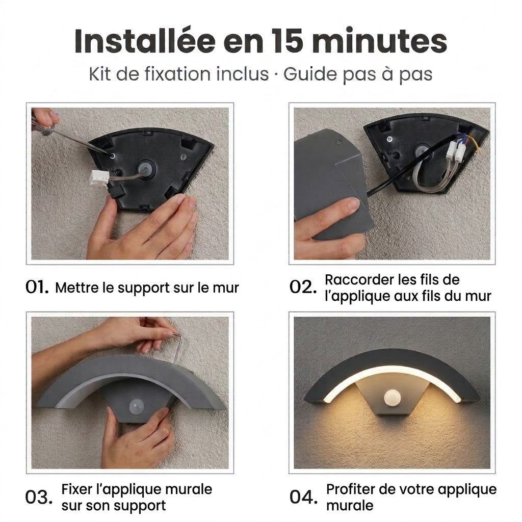Applique murale extérieur avec détecteur de mouvement ｜ Strata