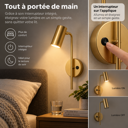 Applique murale avec interrupteur articulée ｜ Orizon