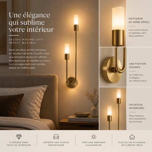 Applique murale design double tige LED ｜ Duoréa