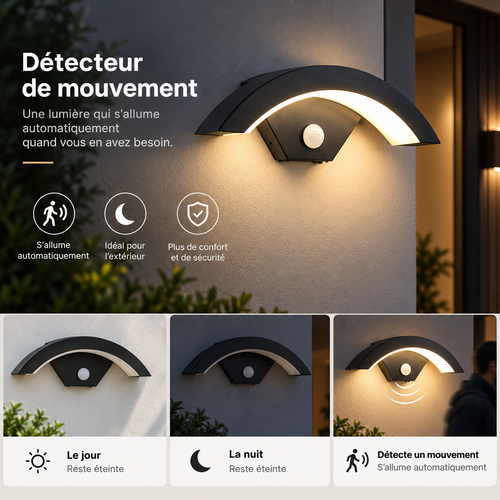 Applique murale extérieur avec détecteur de mouvement ｜ Strata