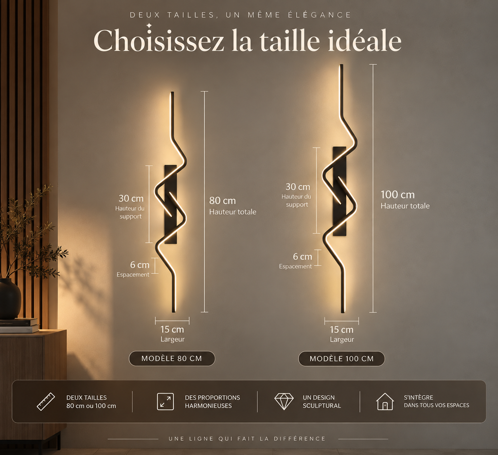 Applique murale LED design ondulée lumière indirecte ｜Auralis