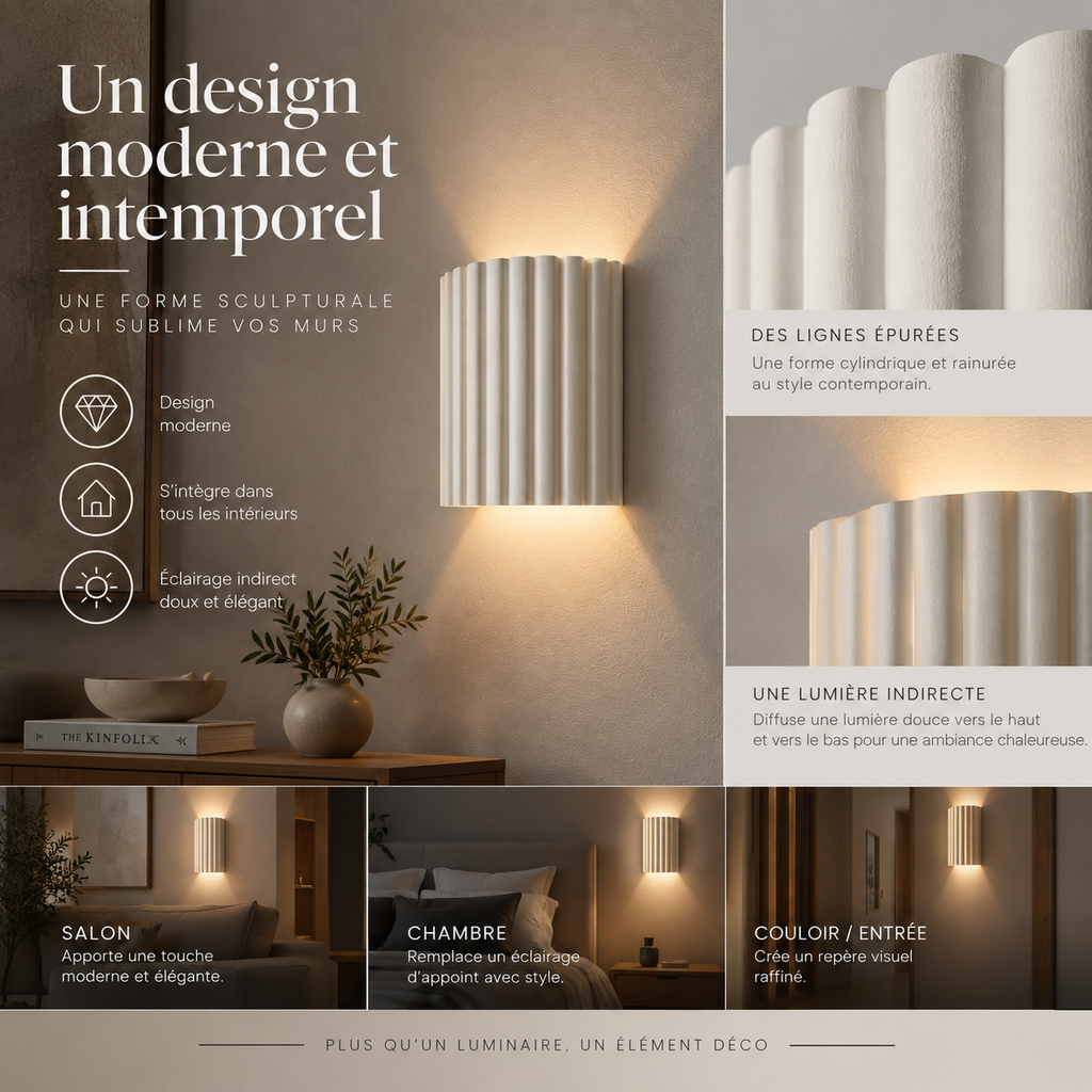 Applique murale design strié style scandinave ｜ Stria
